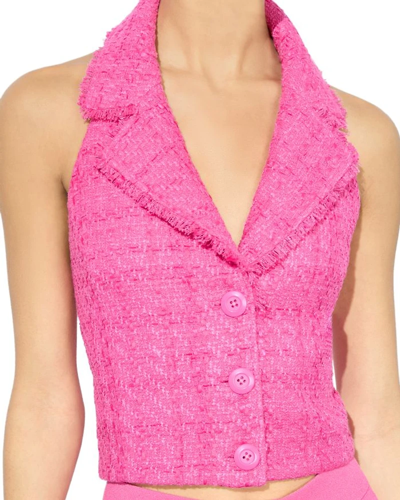 Meri Tweed Cropped Halter Top