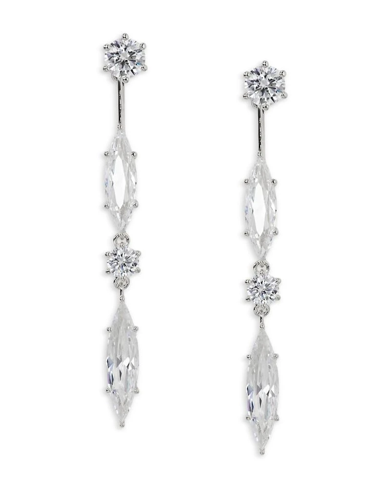 BTRX Mixed Cubic Zirconia Front to Back Earrings in Rhodium Plated