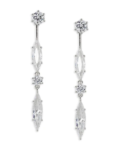 BTRX Mixed Cubic Zirconia Front to Back Earrings in Rhodium Plated