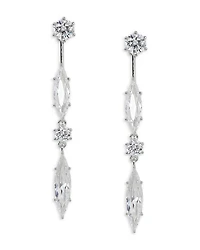 BTRX Mixed Cubic Zirconia Front to Back Earrings in Rhodium Plated
