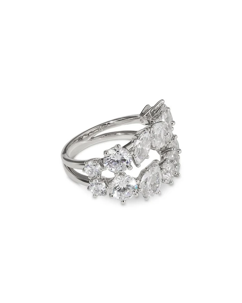 BTRX Mixed Cubic Zirconia Cocktail Ring Rhodium Plated
