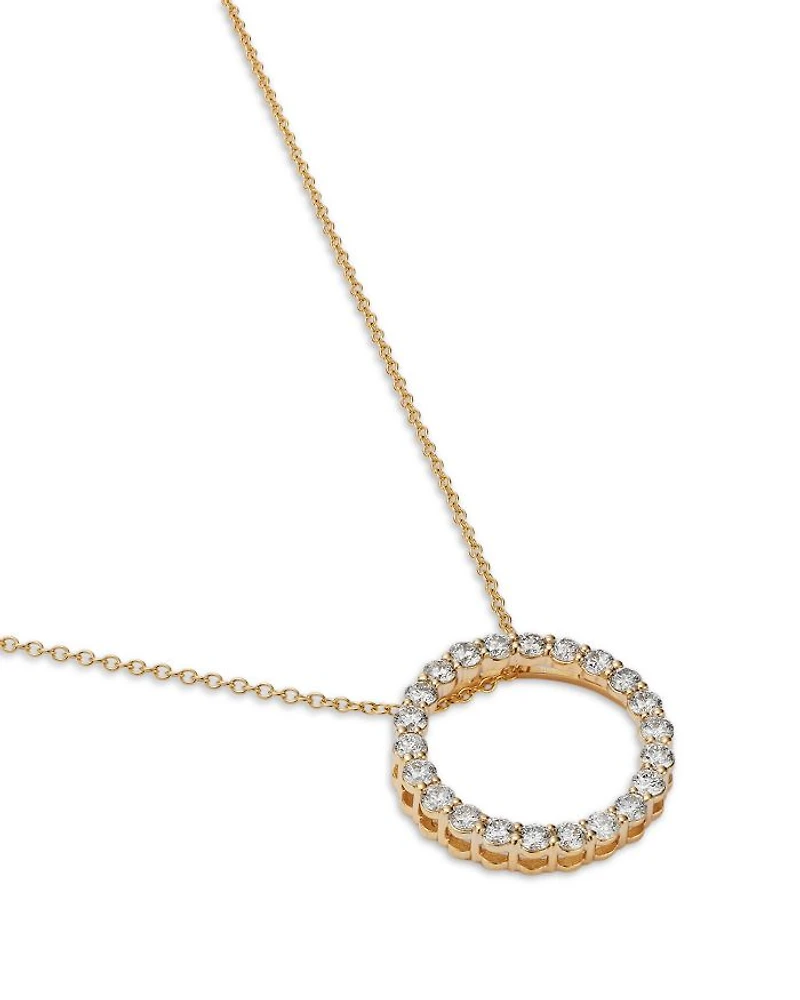 Diamond Circle Pendant Necklace in 14K Yellow Gold