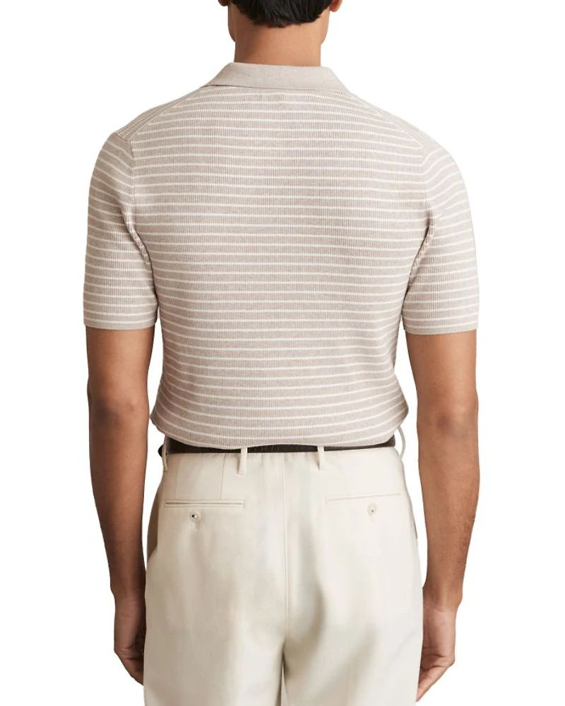 Fallow Half Zip Stripe Knitted Polo Shirt