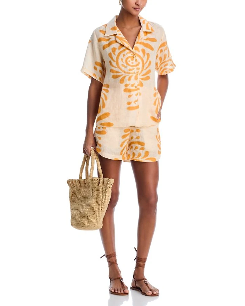 Tomaso Printed Linen Shorts
