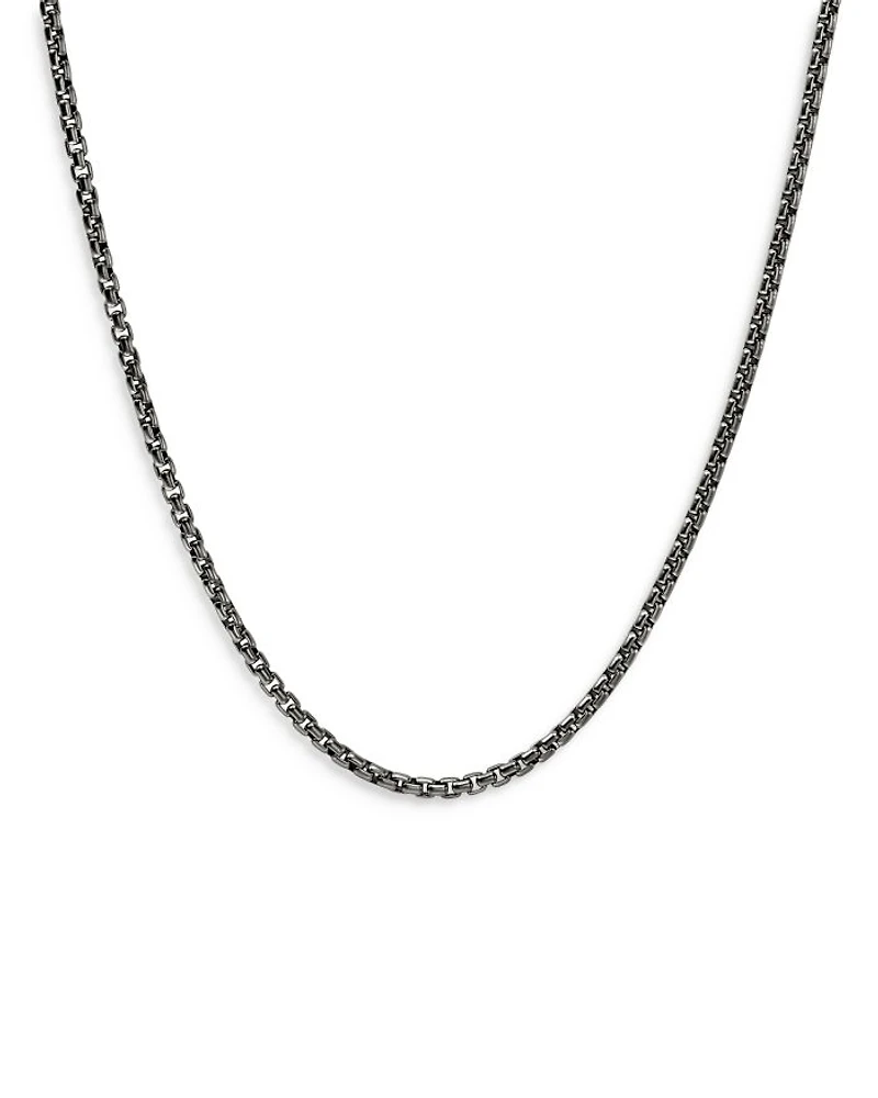 Dark Silver Box Chain Necklace, 22"