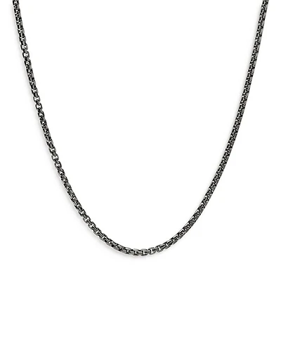 Dark Silver Box Chain Necklace, 22"