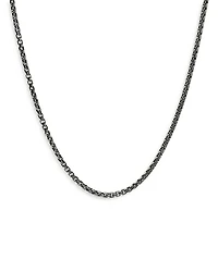 Dark Silver Box Chain Necklace, 22"