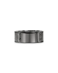 Sterling Silver Black Onyx, Hematite & Black Mother of Pearl Carved Chain Band Ring