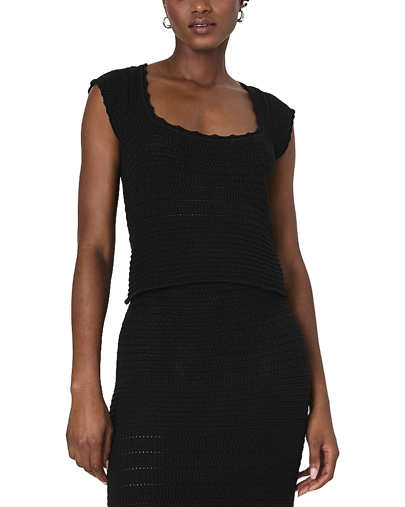 French Connection Nellis Cotton Collage Crocheted Top