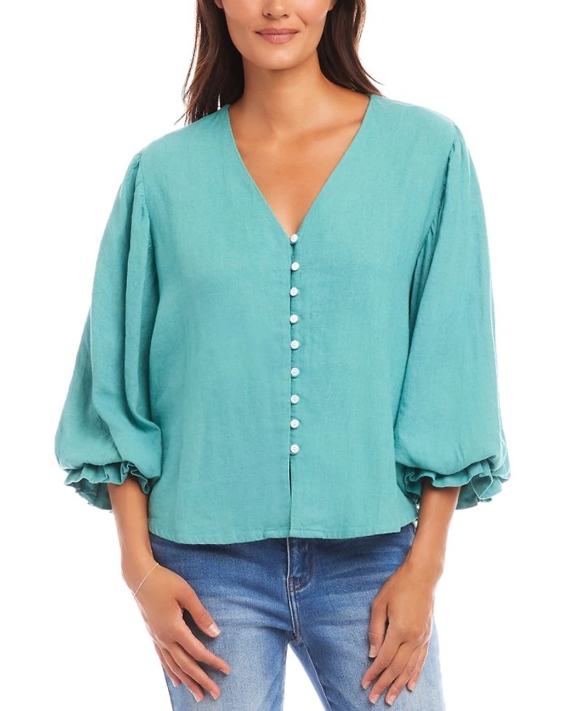 Layered Cuff Shirred Blouse