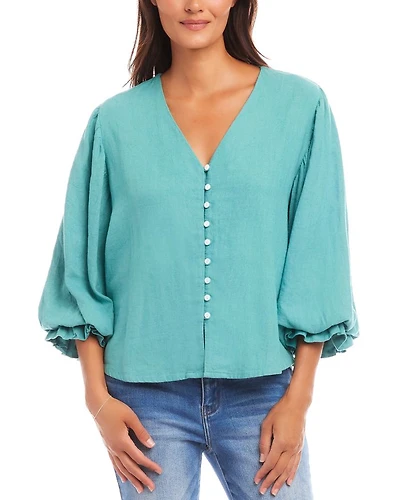 Layered Cuff Shirred Blouse