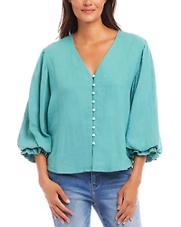 Layered Cuff Shirred Blouse