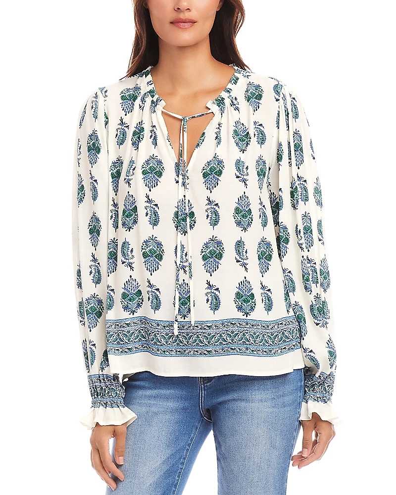 Karen Kane Printed Peasant Blouse