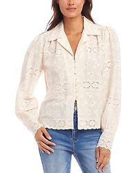 Karen Kane Embroidered Scalloped Blouse