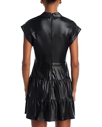 Mila Faux Leather Twist Front Cap Sleeve Dress