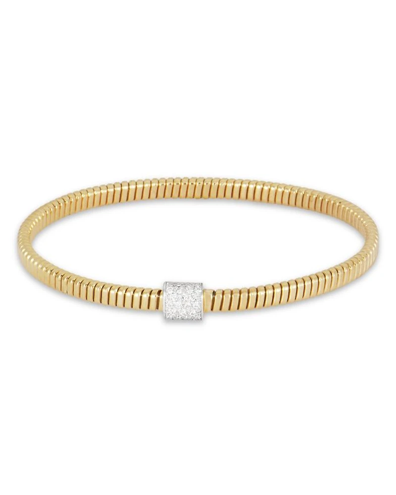 18K Yellow Gold Via Mercanti Tubogas Diamond Pavé Bangle Bracelet