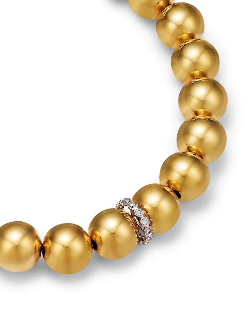14K Yellow Gold Diamond Bezel Rondelle Beaded Bracelet, 0.07 tcw