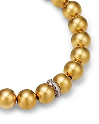 14K Yellow Gold Diamond Bezel Rondelle Beaded Bracelet, 0.07 tcw