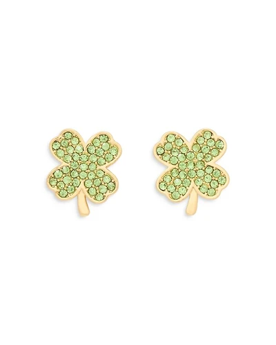 Pavé Clover Stud Earrings Gold Tone
