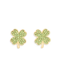 Pavé Clover Stud Earrings Gold Tone