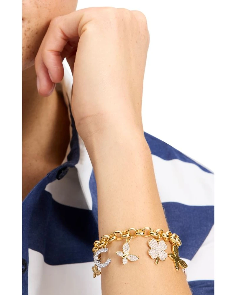 Pavé Lucky Charm Statement Bracelet in Two Tone