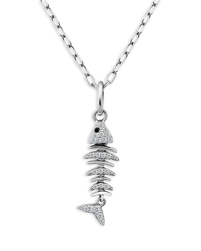 Pavé Fish Pendant Necklace in Sterling Silver, 16"-18" - Exclusive