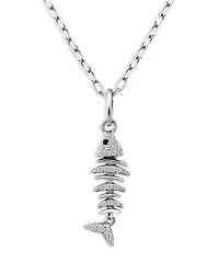 Pavé Fish Pendant Necklace in Sterling Silver, 16"-18" - Exclusive