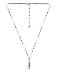 Pavé Fish Pendant Necklace in Sterling Silver, 16"-18" - Exclusive
