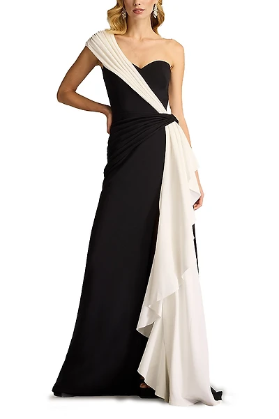 Tadashi Shoji Lune Waterfall Sash Gown