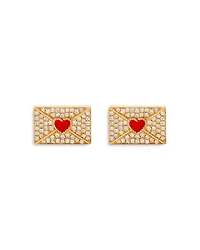 Yvonne Leon 18K Yellow Gold Grey Diamond Heart Envelope Stud Earrings