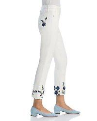 Colette X Blue Bouquet High Rise Cropped Skinny Jeans Cream