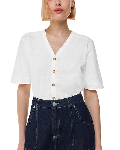 Whistles Ella V Neck Button Down Shirt