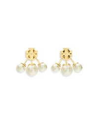 Kira Imitation Pearl Front To Back Earrings in Gold Tone