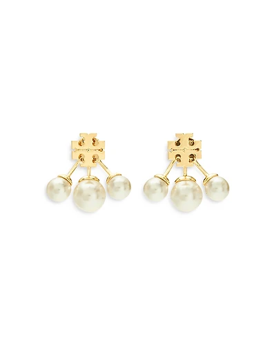 Tory Burch Kira Imitation Pearl Front To Back Earrings