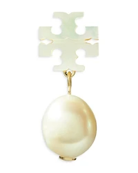 Kira Mother Of Pearl Double T & Cultured Freshwater Pearl Earrings in Gold Tone