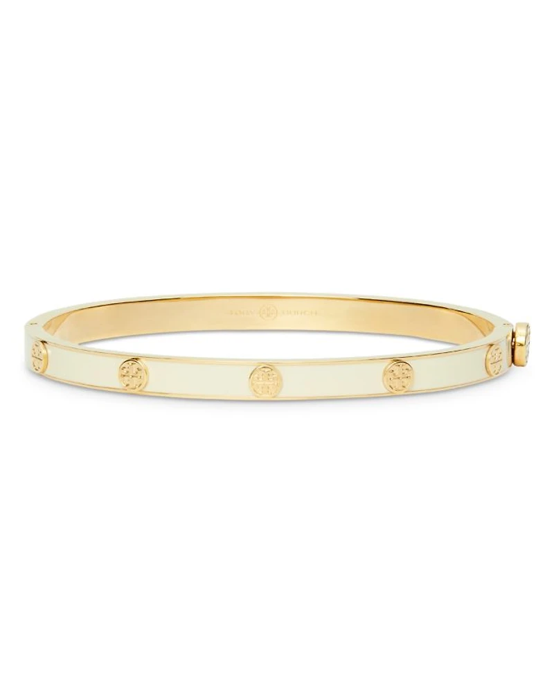 Miller Double T Studded Bangle Bracelet in Gold Tone Stainless Steel