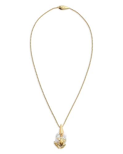 Bottega Veneta Rana Frog & Baroque Cultured Freshwater Pearl Pendant Necklace