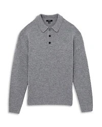 Jacob Relaxed Fit Quarter Button Long Sleeve Wool Knit Polo
