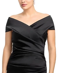 Satin Stretch Off The Shoulder Gown