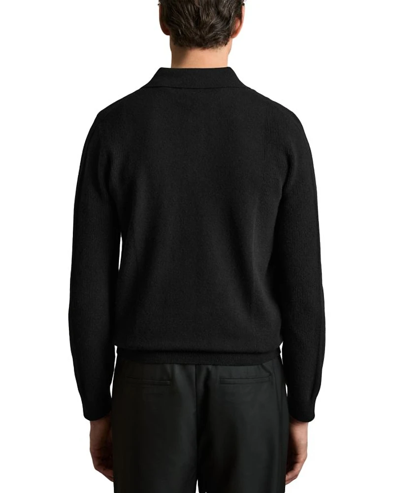 Kingsley Regular Fit Textured Long Sleeve Wool Polo