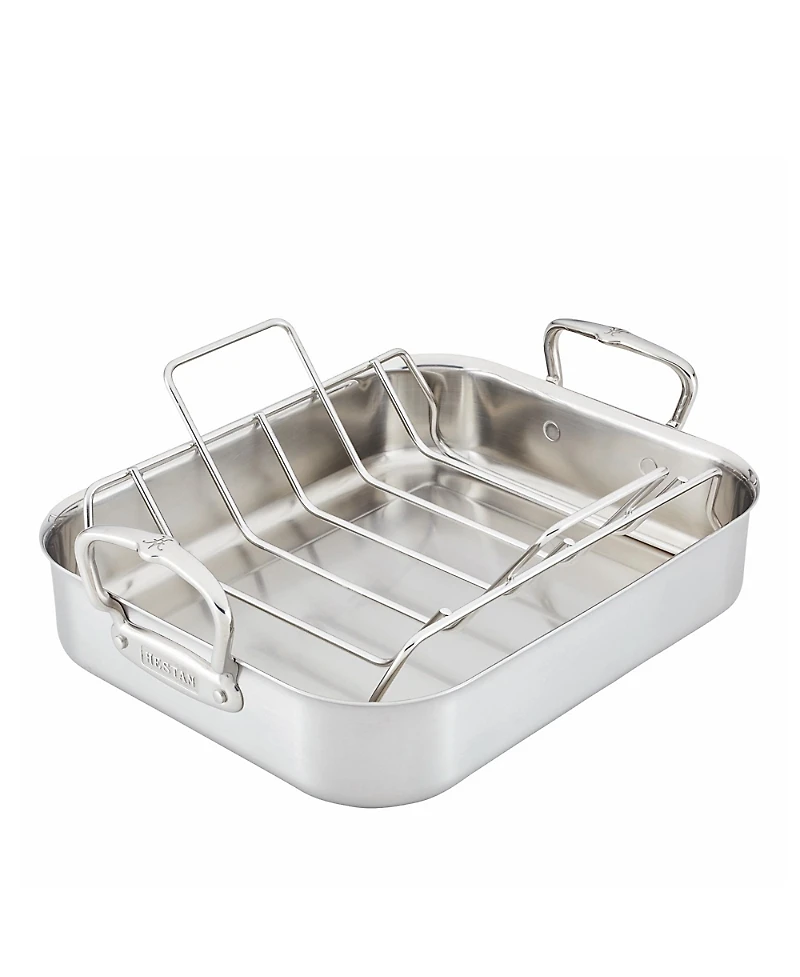 Provisions 16.5-Inch Clad Stainless Steel Roaster with Rack, Large