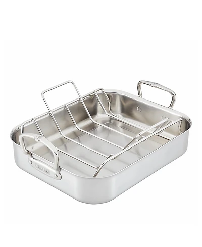 Provisions 16.5-Inch Clad Stainless Steel Roaster with Rack, Large