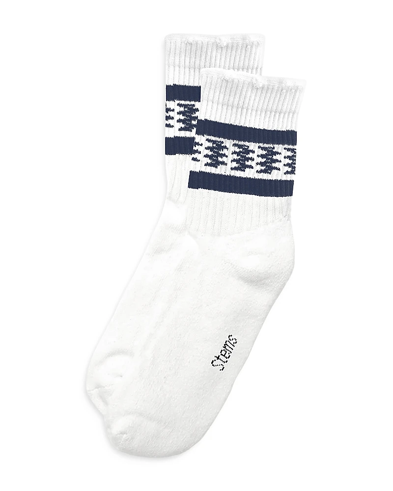 Stems Frayed Edge Striped Crew Socks