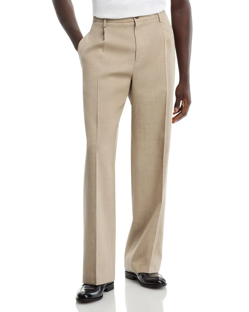 Regular Fit Wide Leg Wool Pants