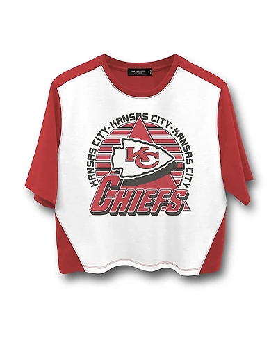 Junk Food Clothing Women's Nfl Kansas City Chiefs Color Block Crop Tee