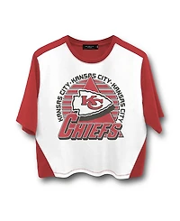 Junk Food Clothing Women's Nfl Kansas City Chiefs Color Block Crop Tee