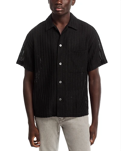 Frame Crocheted Regular Fit Short Sleeve Cuban Shirt