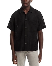 Frame Crocheted Regular Fit Short Sleeve Cuban Shirt