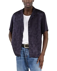 The Kooples Flocked Short Sleeve Button Front Shirt