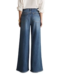 Heather High Rise Wide Leg Jeans Mid Blue